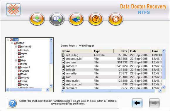 NTFS Formatted Partition Data Recovery screen shot
