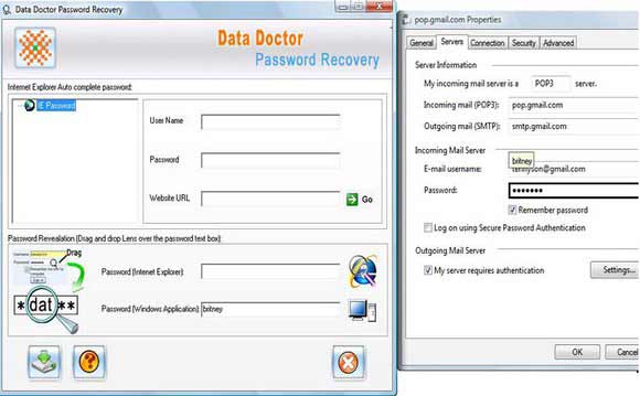 Screenshot of Internet Explorer Password Salvage Tool