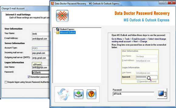Screenshot of Outlook Express Passwords Recovery