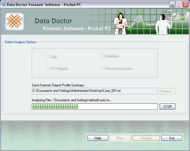 Screenshot of Windows Mobile Forensic Software 2.0.1.5