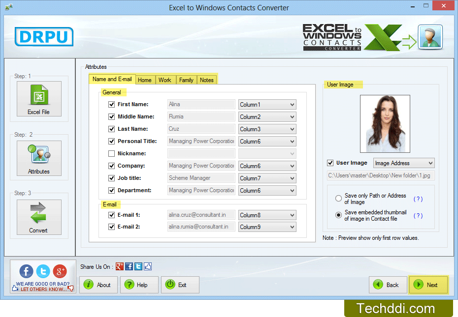 Excel to Windows Contacts Converter 