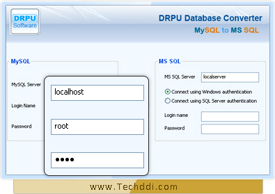 MySQL aan De Convertor Screenshot van het mssql- Gegevensbestand