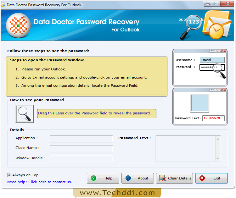 Открыть восстановление пароля для Outlook,