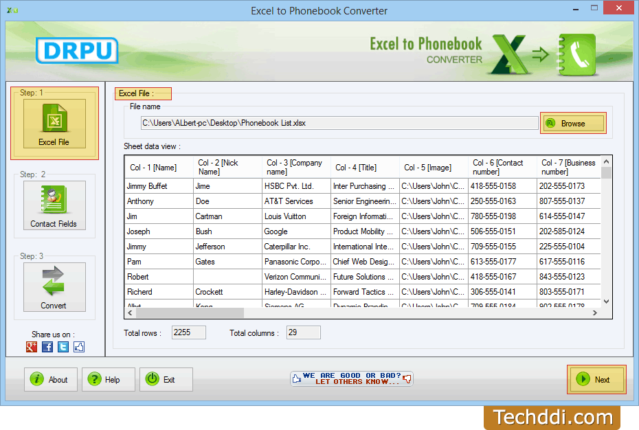 Import Excel Contacts to Mobile Phone