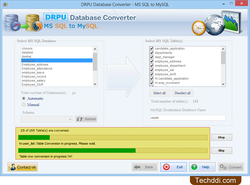 MSSQL to MySQL Database Converter