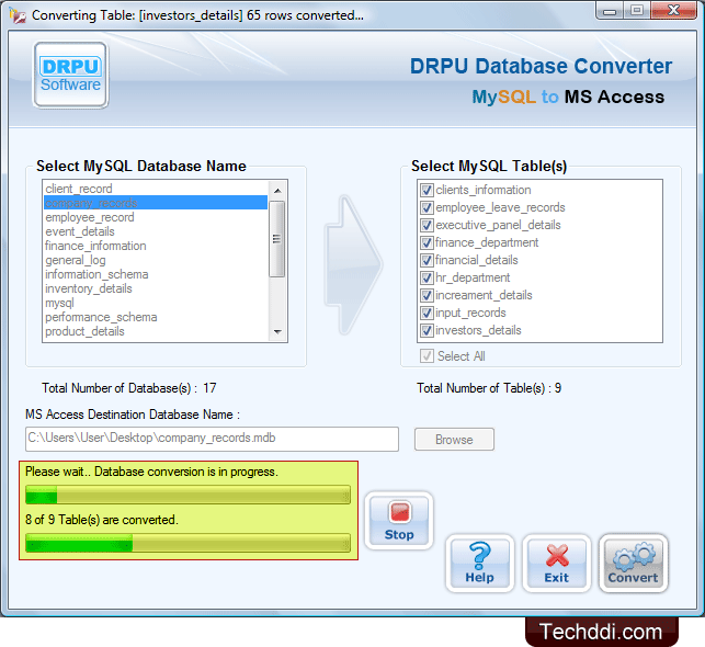 MySQL to MS Access Database Converter