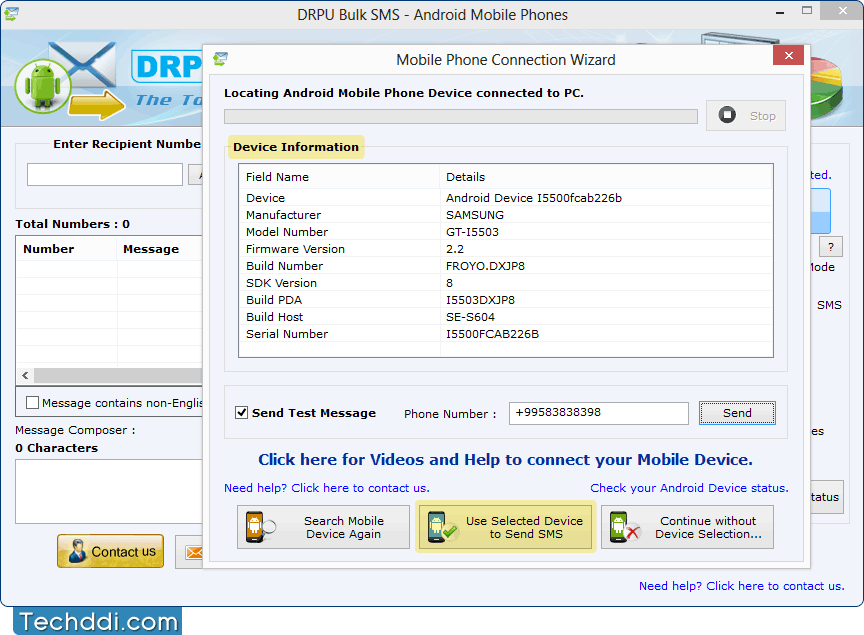 Use Selected Device to Send SMS