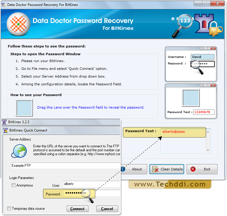 Drag lens over the password field