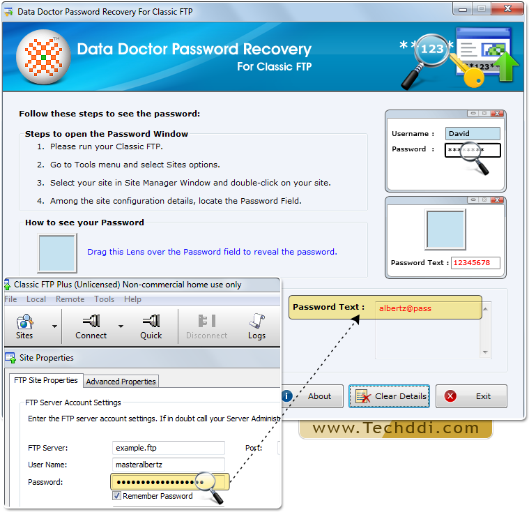 Drag lens over the password field