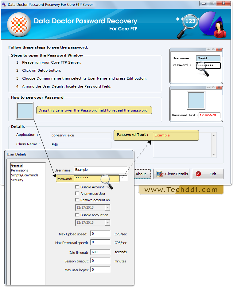 Drag lens over the password field