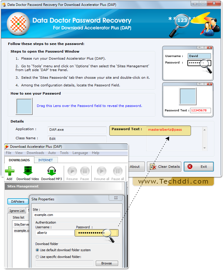 Drag lens over the password field