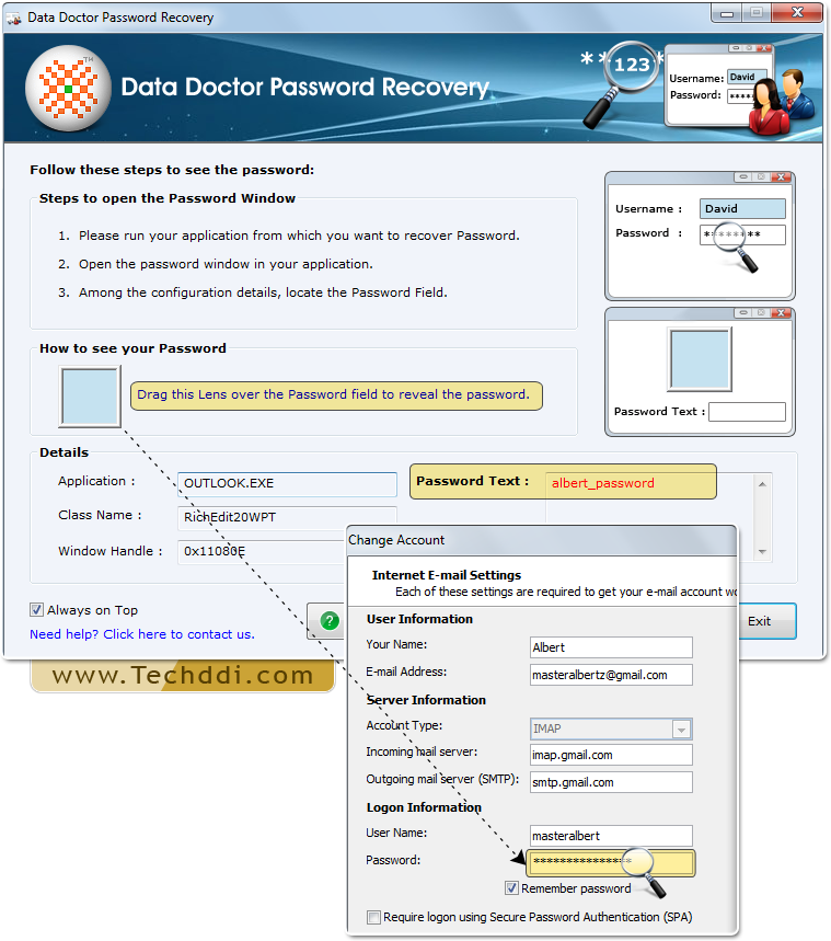 Password retrieval by Password Recover y Software Password retrieval by Password Recovery Software