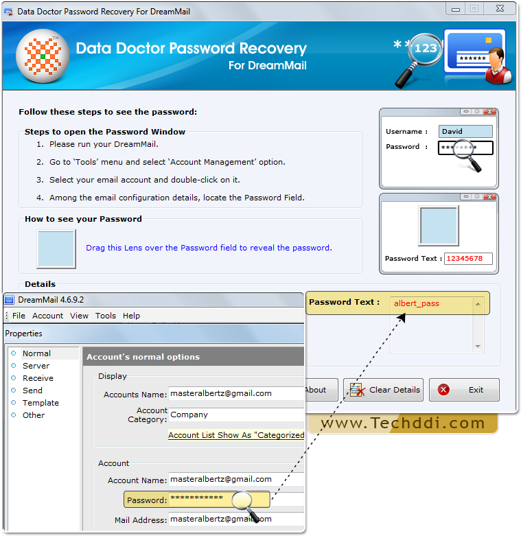 Drag lens over the password field