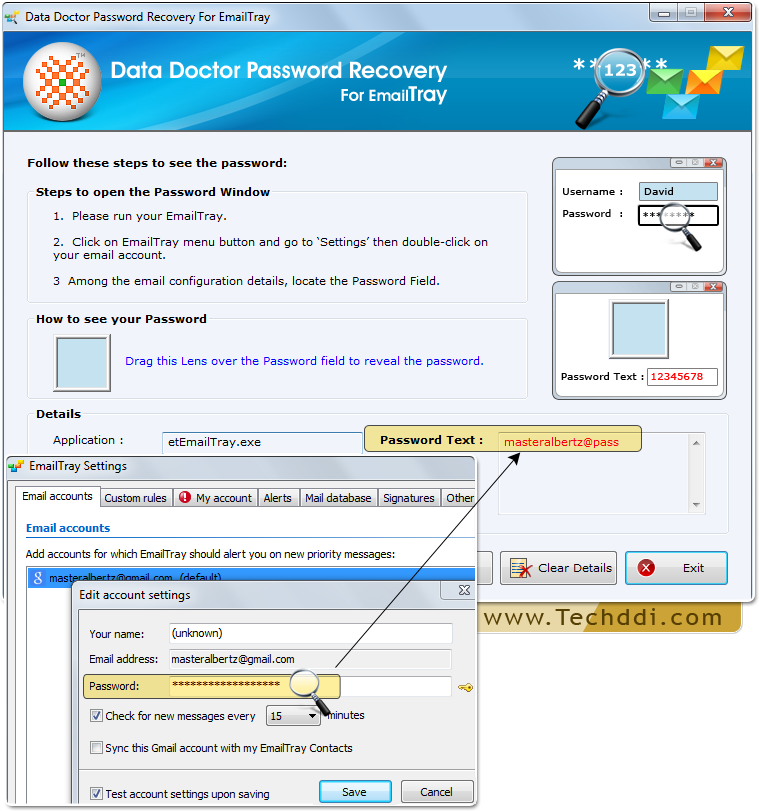 Drag lens over the password field