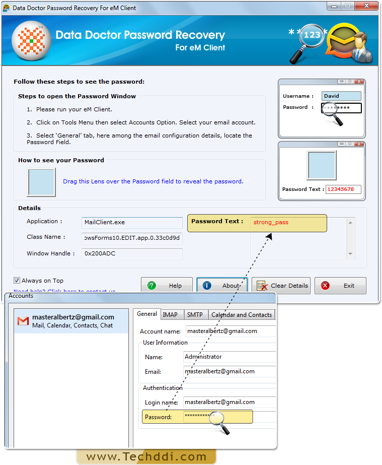 Drag lens over the password field