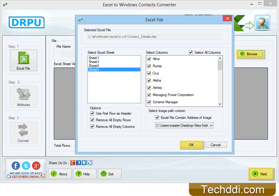 Browse excel file