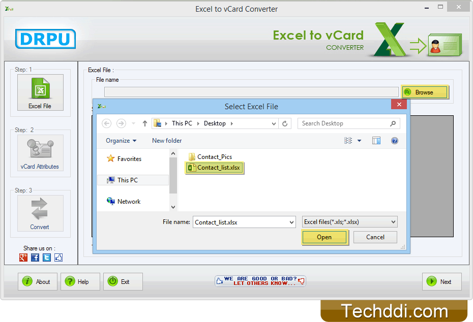 Select excel file