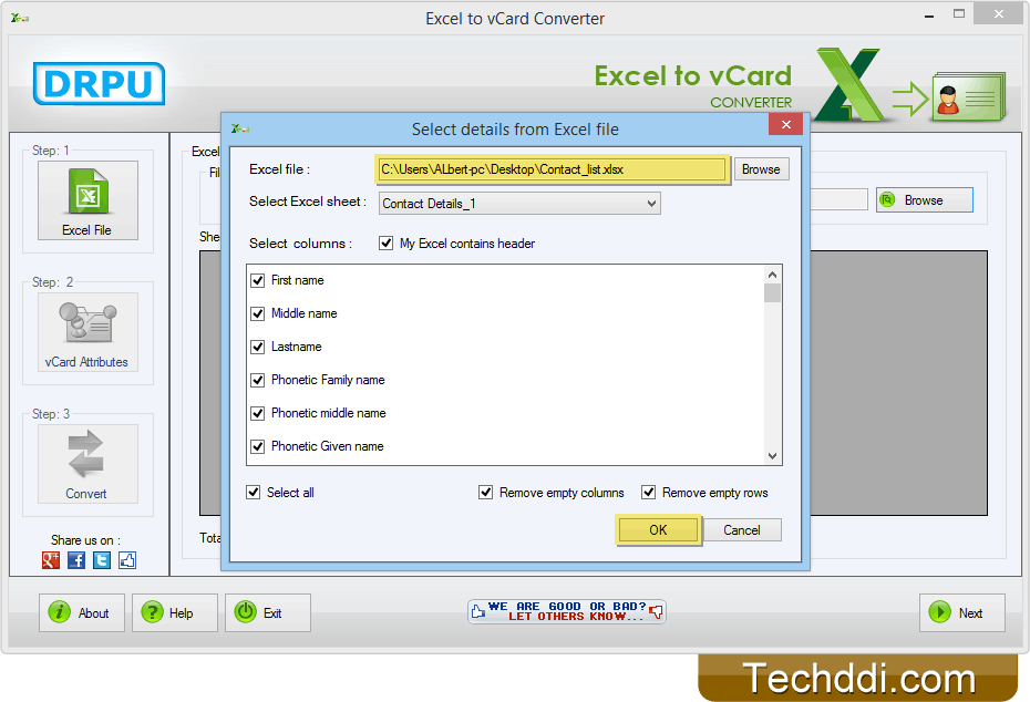 Select excel sheet