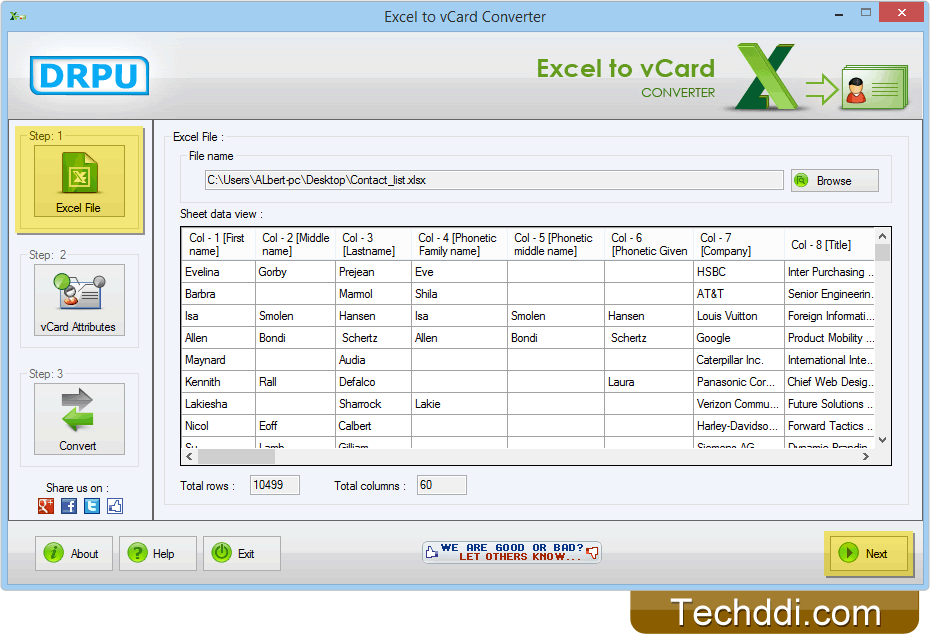 Excel to vCard Converter