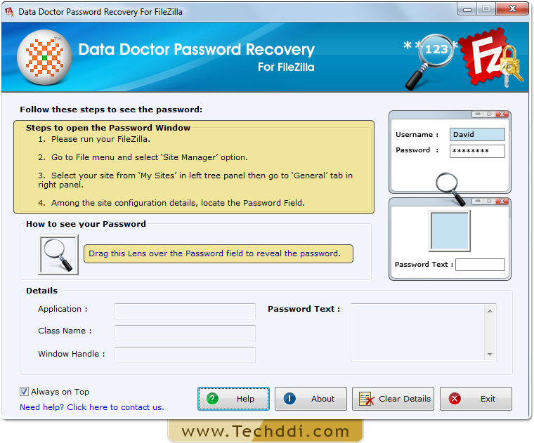 filezilla recover password