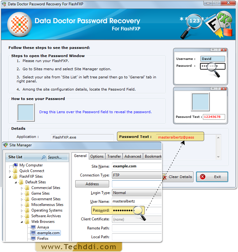 Drag lens over the password field