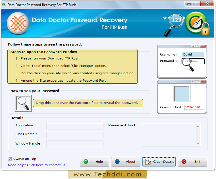 Open Password Recovery For FTP Rush