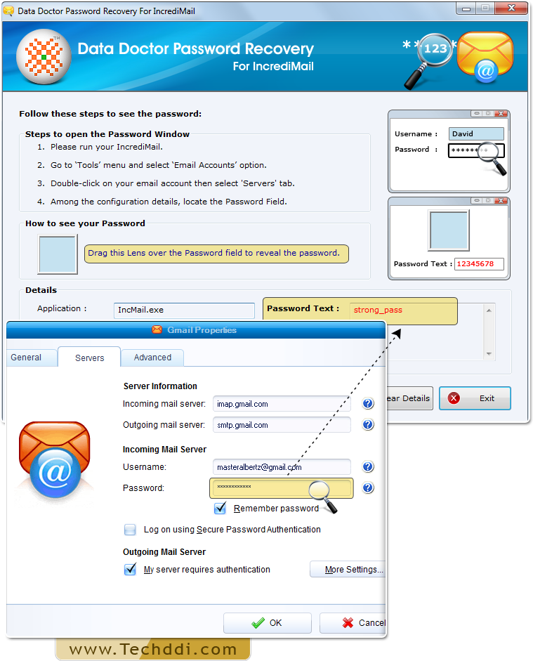 Drag lens over the password field