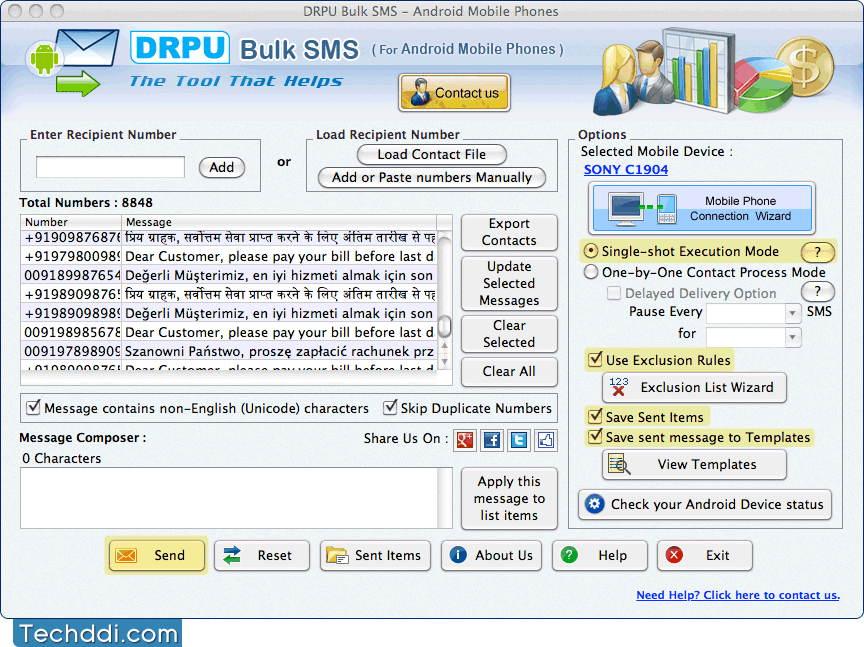 MAC Bulk SMS Software for Android Phones