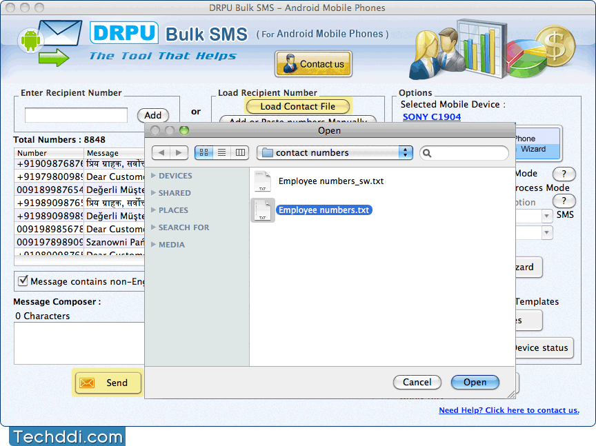 MAC Bulk SMS Software for Android Phones