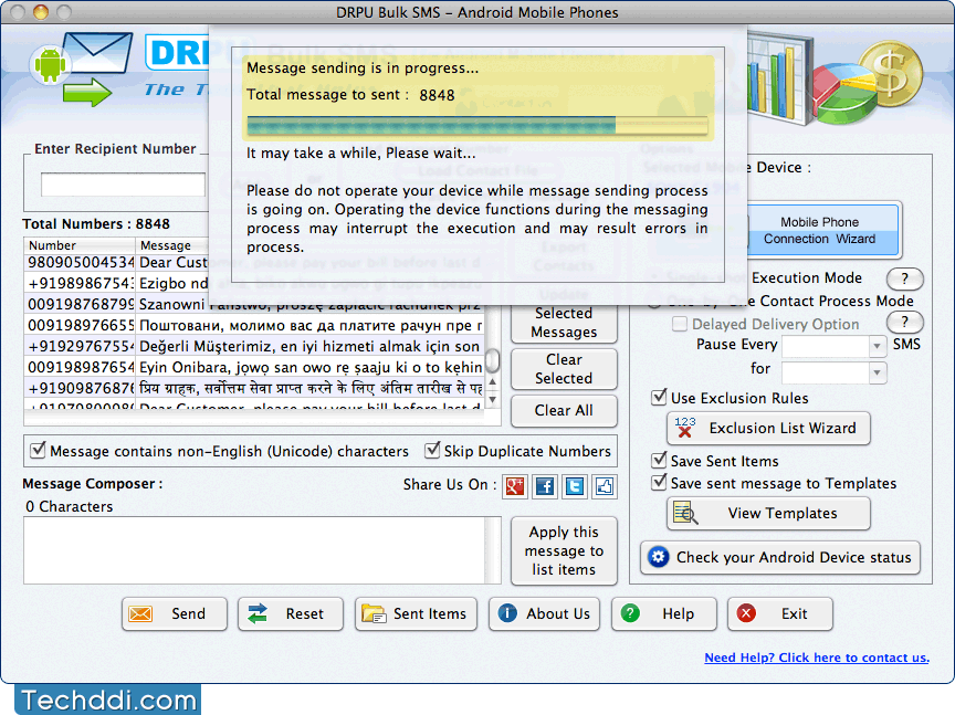 SMS Sending Process MAC Bulk SMS Software for Android Phones