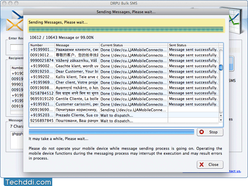 Message Sending Process MAC Bulk SMS Software for GSM Phones