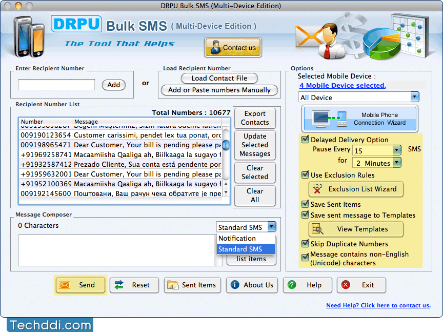 Load Recipient Numbers Mac Bulk SMS Software (Multi-Device Edition)