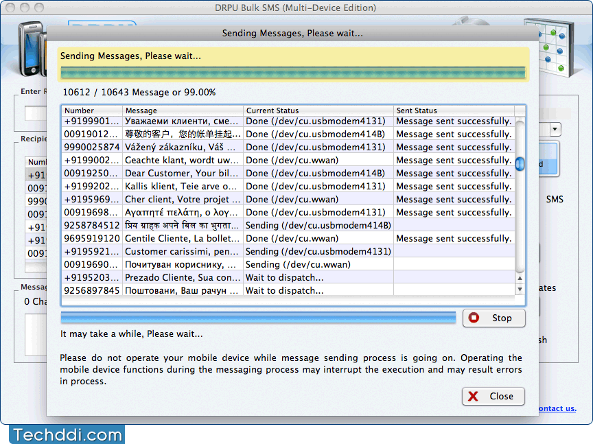 Mac Bulk SMS Software (Multi-Device Edition)