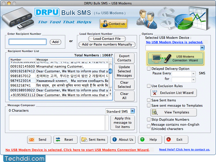 Mac Bulk SMS Software for USB Modems