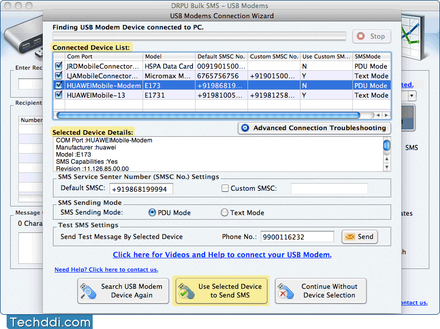 Mac Bulk SMS Software for USB Modems