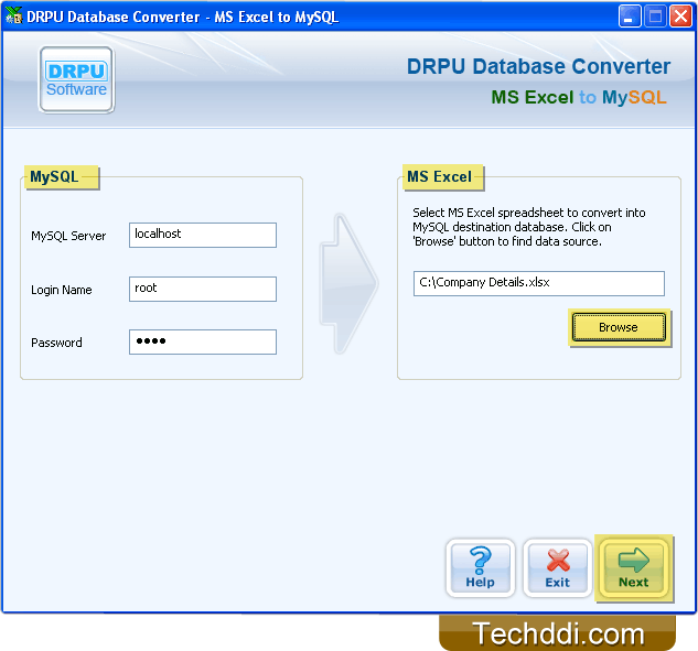 MS Excel to MySQL Database Converter