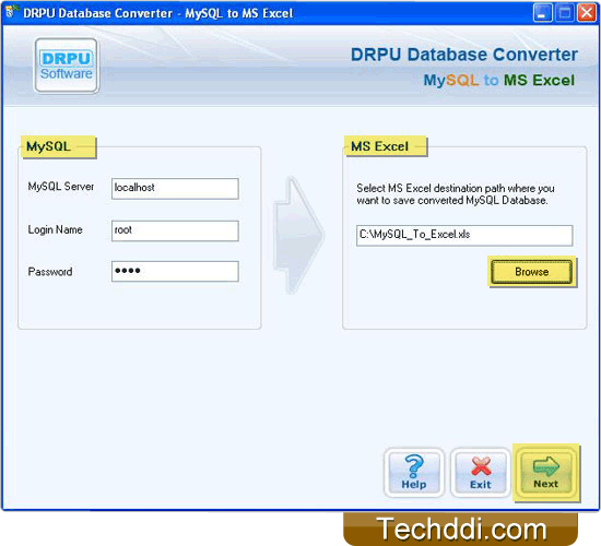 MySQL to MS Excel Database Converter