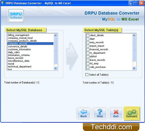 Select MySQL database