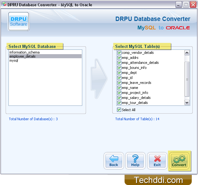 Select MySQL database