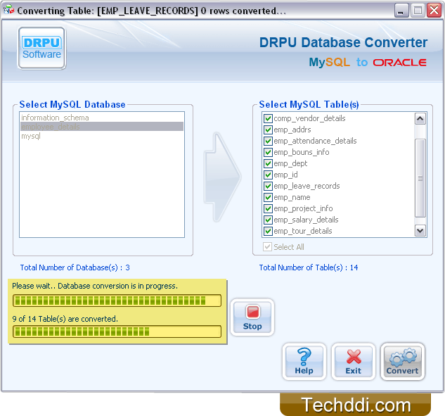 DB conversion process is in progress