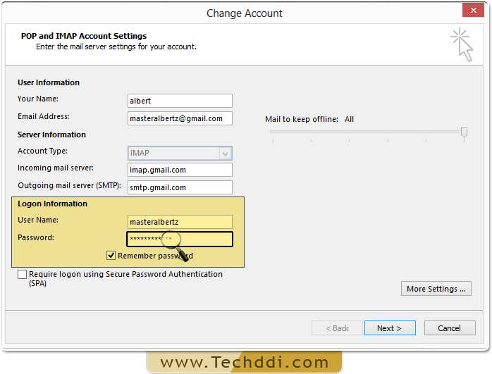 Locate the password field