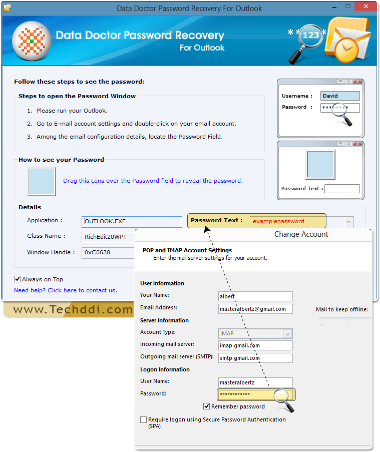 Drag lens over the password field