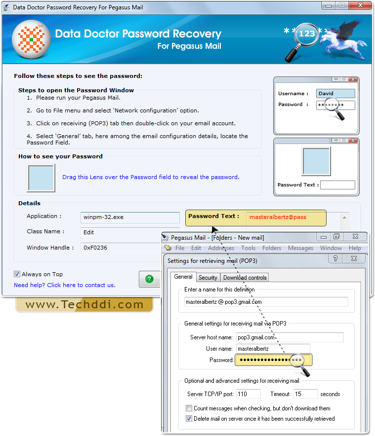 Drag lens over the password field Drag lens over the password field