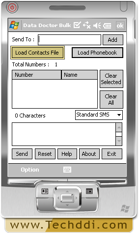 Bulk SMS Software for Pocket PC Screenshot