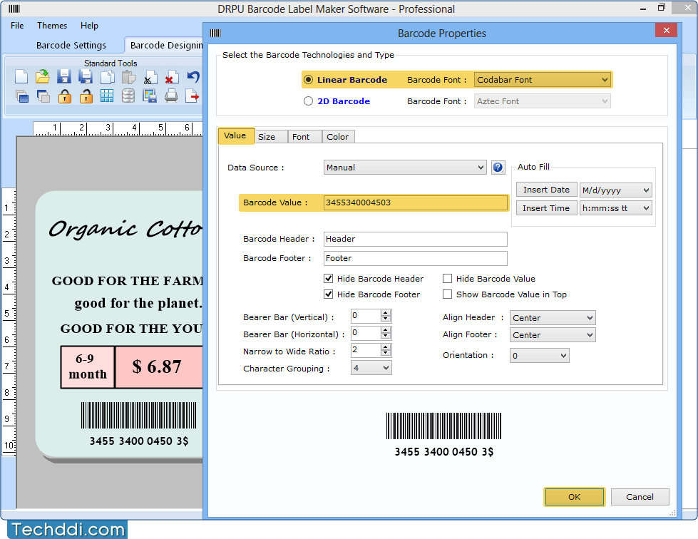 Barcode Properties Barcode Label Maker - Professional