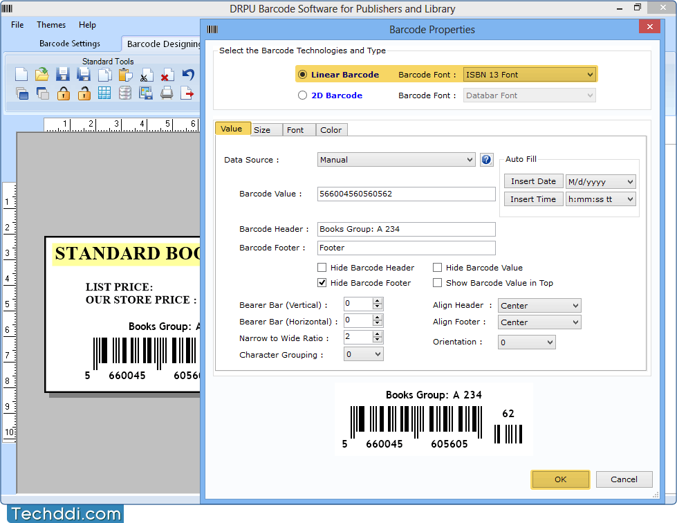 Barcode Properties Barcode Software for Publisher and Library