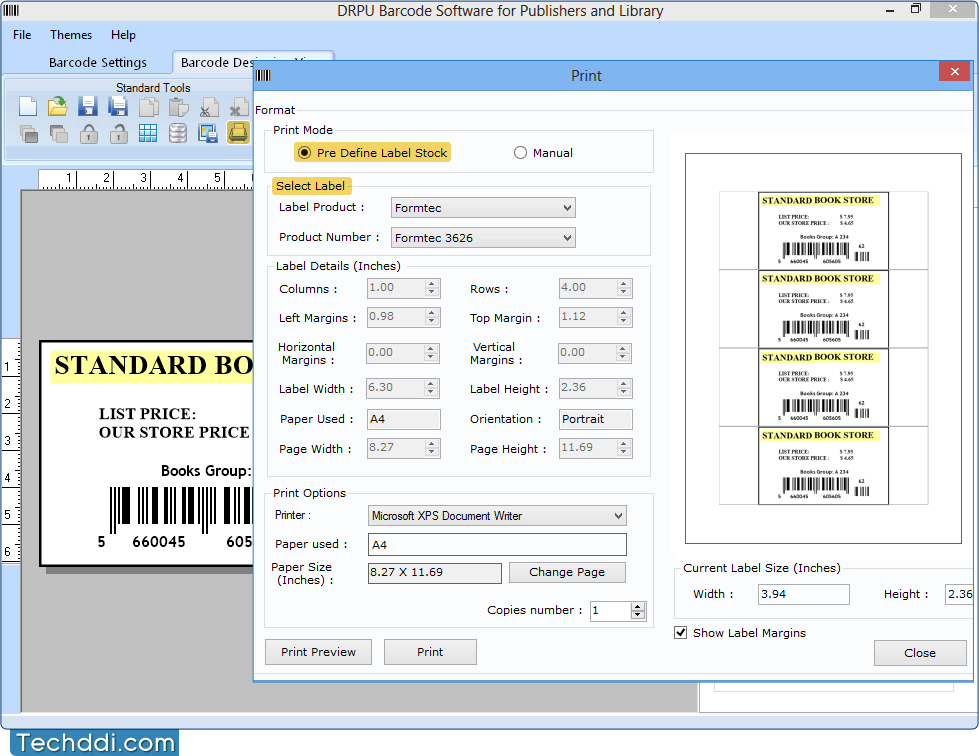Print Settings Barcode Software for Publisher and Library