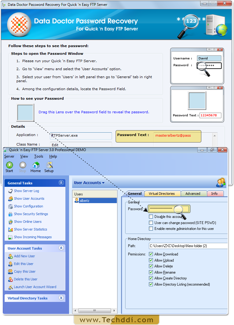 Password Recovery Software For quick 'n easy FTP Server