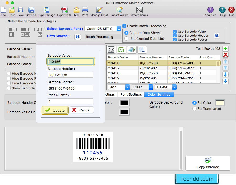 Update barcode value Barcode Label Maker Software (for MAC Machines)