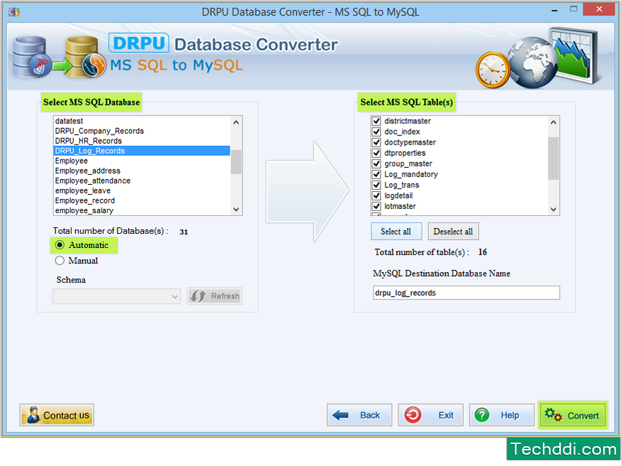 Selezionare database MS SQL